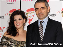 Jodie Prenger (left), who plays Nancy, and Rowan Atkinson, who plays Fagin