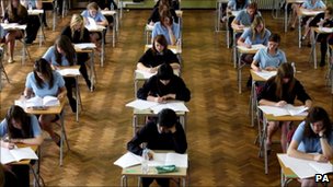 Students taking exam
