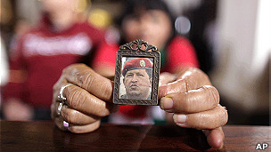 Retrato do presidente da Venezuela, Hugo Chávez (Foto: AP)