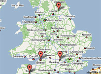 Map of where Lamacq In The City has been