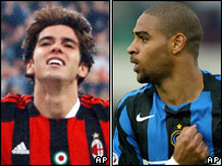 Kaká (esquerda) e Adriano