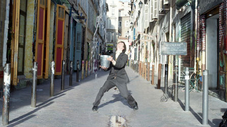 Photograph of a detail from Tom Pope's exhibition at the Glynn Vivian Art Gallery, The Escapades of the Higher Man.