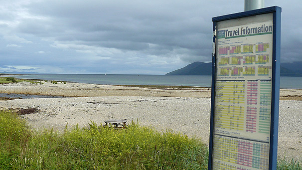 Bus timetable at Skipness