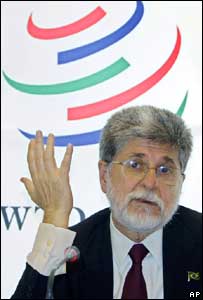 O ministro das Relações Exteriores, Celso Amorim, em Genebra nesta sexta-feira