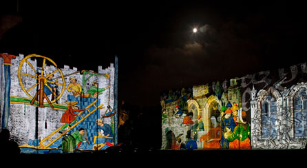 The Illuminata display at Caerphilly Castle