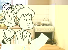 Alice and Tim in the kitchen