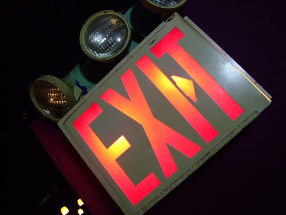 Exit sign in the Knitting Factory