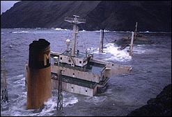 Toxic ship wreck off the coast of the UK