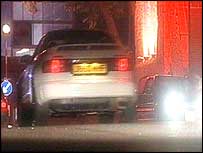 Cars driving at night