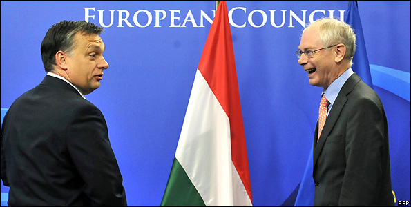 Hungarian PM Viktor Orban (left) and European Council President Herman Van Rompuy, 17 Nov 10