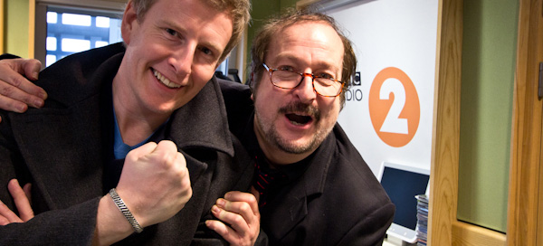 Steve Wright and Patrick Kielty in Steve's Radio 2 studio