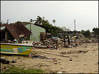 Zničené pobřeží Srí Lanky