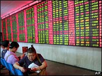 Một bảng giá thị trường chứng khoán châu Á