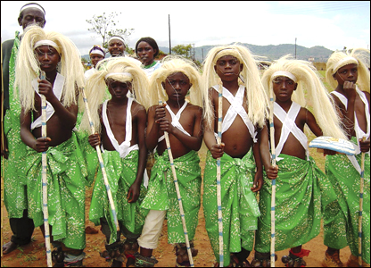 Rwanda: Children line up at a ceremony to raise awareness about HIV/Aids in their country.