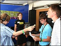 Recording a scene of the radio drama