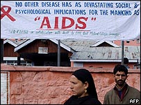 Poster sobre Aids em um hospital na Índia