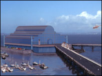 Artist's impression of Birnbeck Pier. Copyright J. Scott