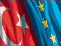 پرچم های ترکيه و اتحاديه اروپا