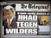 صفحه اول روزنامه هلندی تلگراف