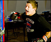 Ricky Hatton with punchbag