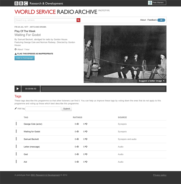 Image of programme episode page