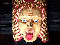 Carved head at All Saints church, Wath