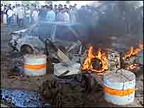 Cena de uma das explosões em Basra, no sul do Iraque