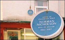 The plaque outside the former home of Norman Nicholson