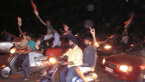 Indian fans celebrate their World Cup success