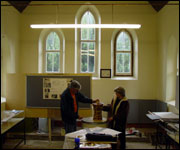 Interior view of Chiseldon's new museum during preparations for its opening.