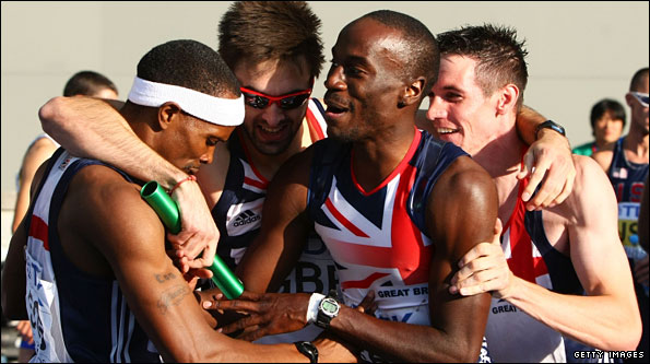 Britain's silver medal-winning 4x400m relay team