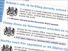 Screenshot of Cabinet Office website