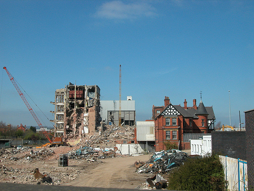 Wrexham Lager being demolished