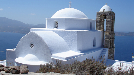 Basic phrases. Church, Milos, Cyclades, Greece © Annabel Else