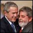 O presidente dos Estados Unidos, George W. Bush, e o presidente Luiz Inácio Lula da Silva