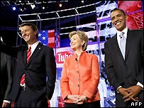 John Edwards, Hillary Clinton e Barack Obama