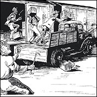 Work party - the crate dropped on Harry's foot