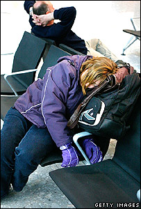 Afflicted passengers are waiting out delays, or giving up