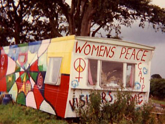 A caravan at Menwith Hill Women's Peace Camp