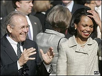 کاندالیزا رایس و دونالد رامزفلد