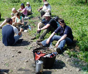 Volunteers take a well earned rest
