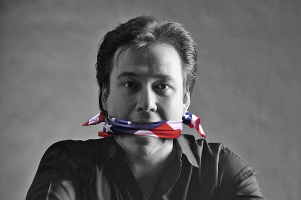 Bill Hicks, gagged by an American flag