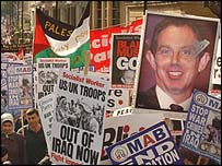 marcha contra a ocupação do Iraque em Londres