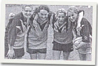 Llio Jones, Aranwen Griffiths, Ceri Redman, Lliwen Gwyn Roberts - pedair o'r saith o Ysgol y Berwyn.