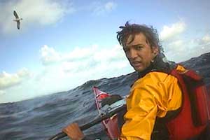 Simon finds himself battling against breaking waves...