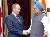 व्लादीमिर पुतिन और मनमोहन सिंह
