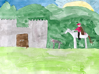 Llywelyn ar geffyl gyda Llywelyn