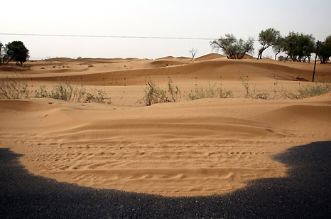 Encroaching sand in Inner Mongolia. 2009