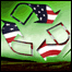Composite image: recycle logo with the USA flag theme