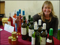 lady on wine stall